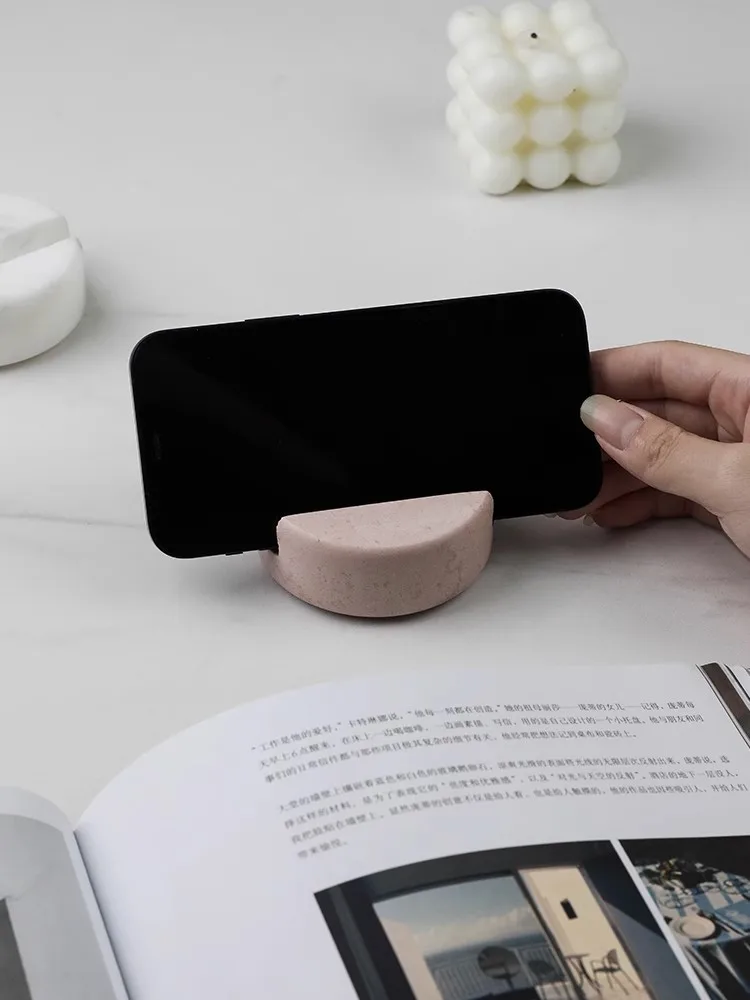 الرخام الطبيعي سطح المكتب حامل هاتف المحمول الشمال الحديثة نمط غرفة المعيشة ضوء Iuxury ديكور صغير الحلي اللوحي قوس #2