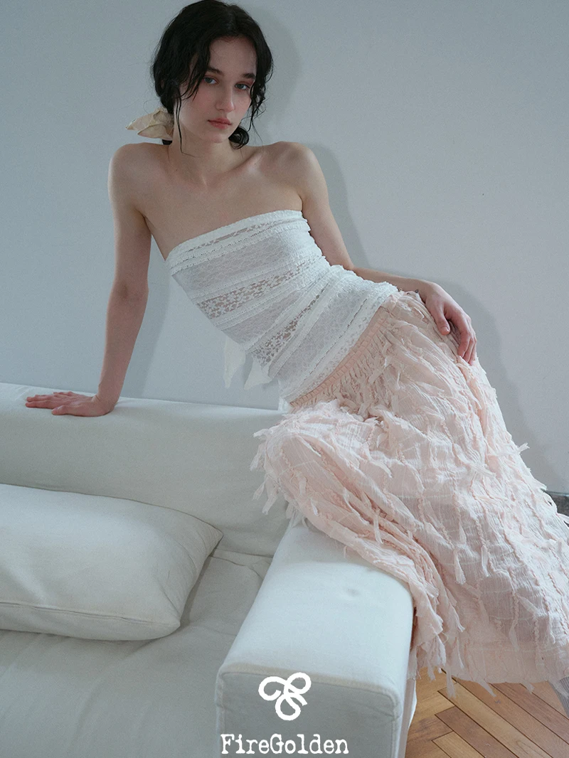 

Женский модный облегающий топ FireGolden с кружевной отделкой, узлом и эластичными бретелями, весна-лето 2025