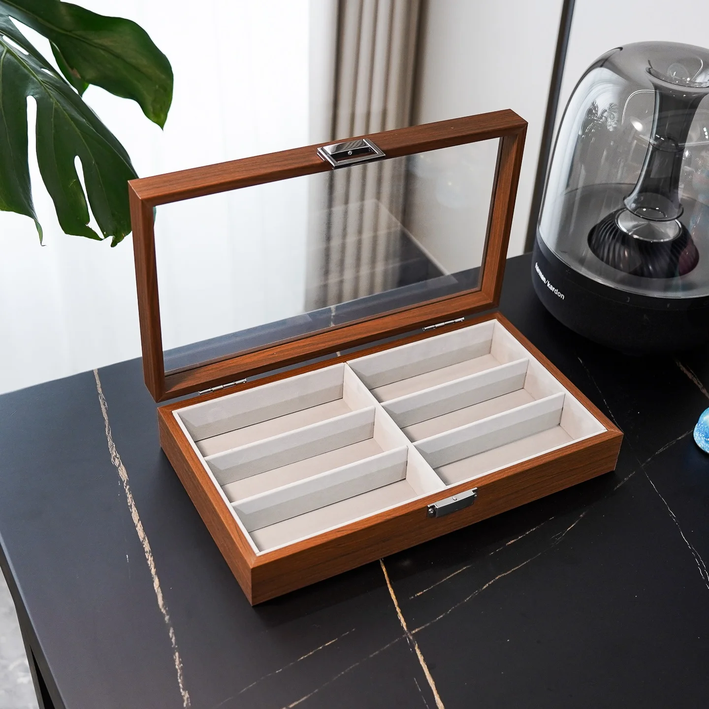 wooden-black-walnut-texture-6-slot-eyeglass-storage-display-box-multi-compartment-jewelry-sunglasses-organizer-box