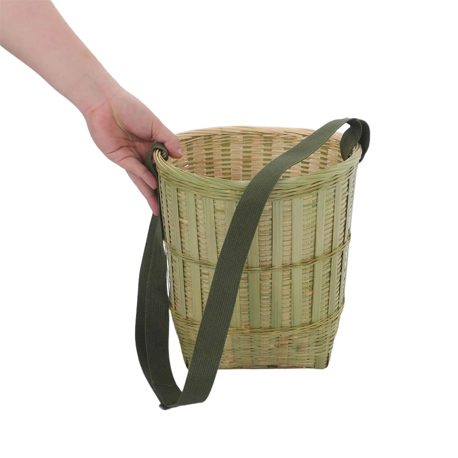 Panier de récolte en bambou tressé à la main, panier de transport léger avec bandoulière pour la cueillette du thé en extérieur, la collecte et le rangement au marché des agriculteurs