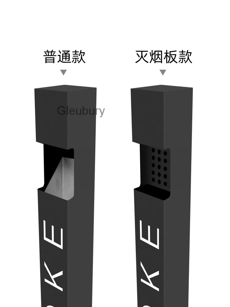 Stainless Steel Outdoor Vertical Ashtray Windproof Smoking Area Commercial Fixed Cigarette Butt Collection Trash Can Ashtray