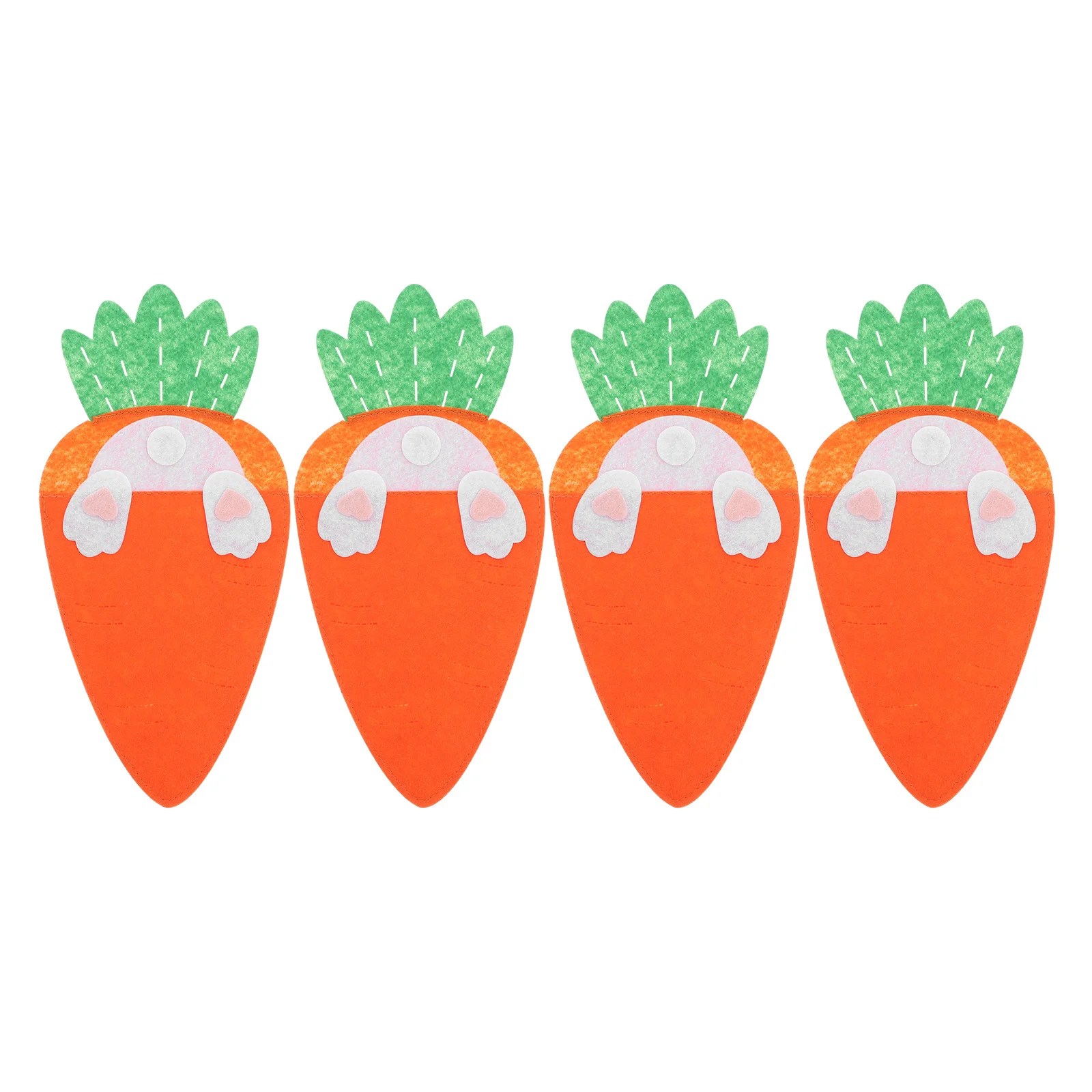 

4Pcs Carrot Shaped Easter Tableware Pouches Cutlery Bags Party Table Decoration Silverware Holders Carrot Bags