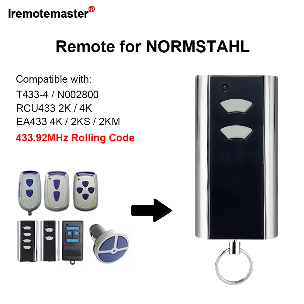 Compatible with Normstahl Crawford EA433 4K 2K 2KM RCU433 RCU 433 2K 4K  433.92MHz Rolling Code Garag Door Remote Control