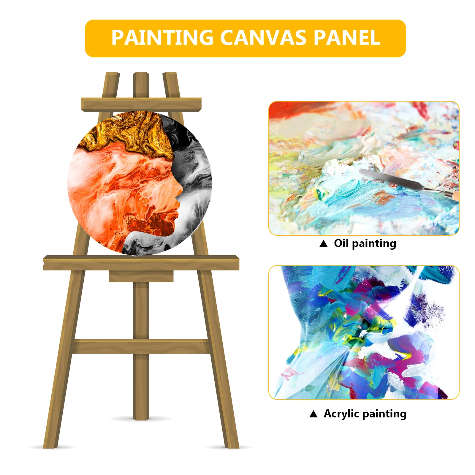 

3pcs Durable Canvas Panels For Oil Round Shape Boards Painting Tools Art Diy Supplies Durable Canvas Boards Oil Painting Frames