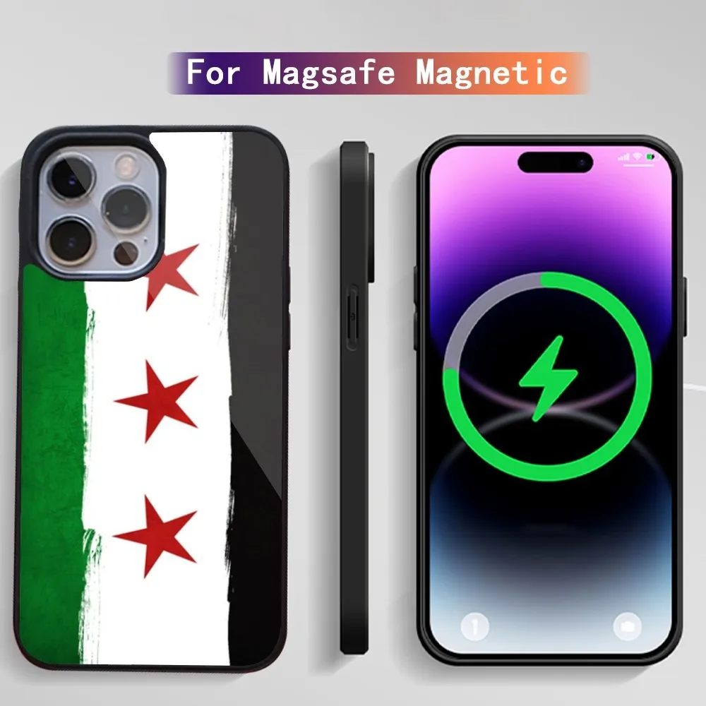 Syrian Revolution Flag Phone Case For iPhone 15 14 13 12 11 Plus Pro Max Magsafe Magnetic Wireless Charging