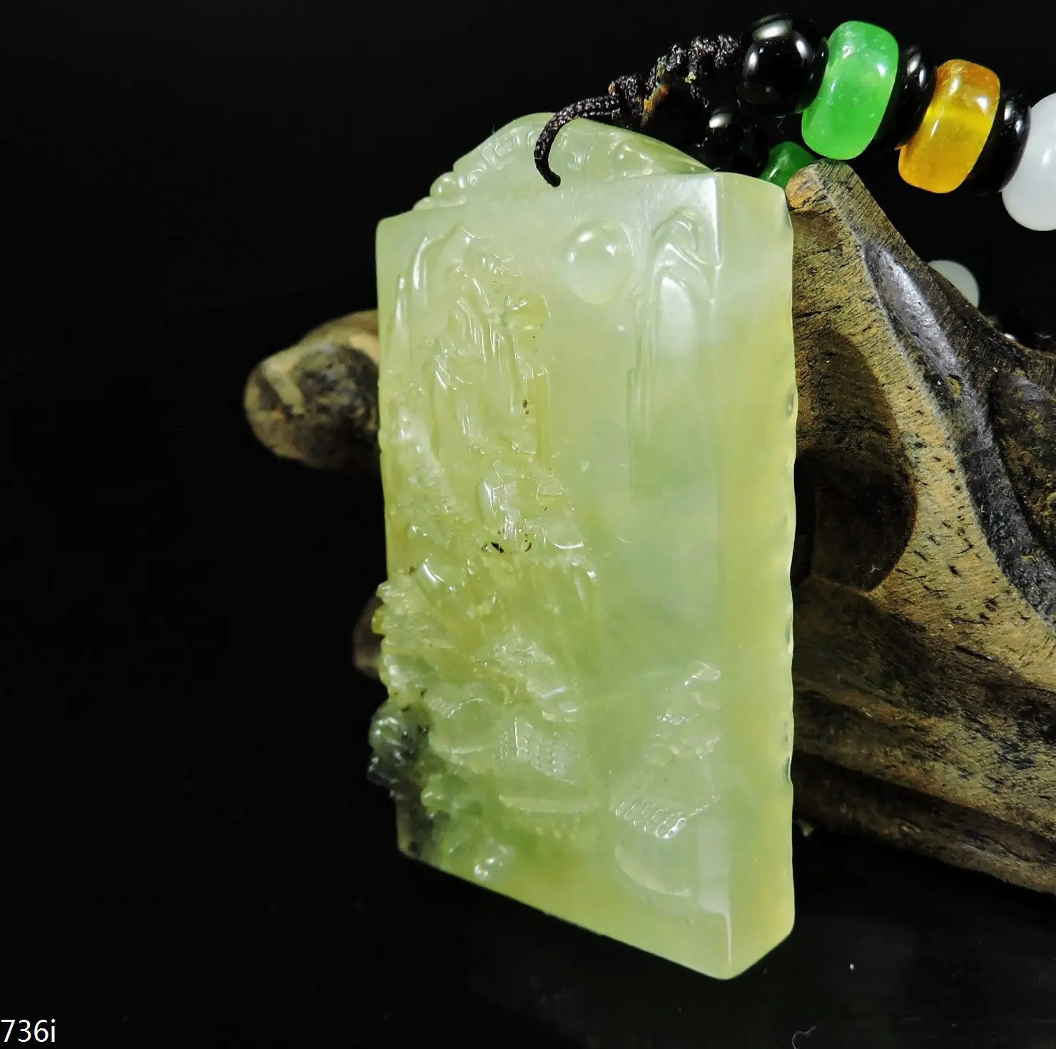 Jade Jewelry Natural Jade Pendant Necklace Hand-Carved landscape Jadeite Necklace Pendant Gift No Treatment 736i