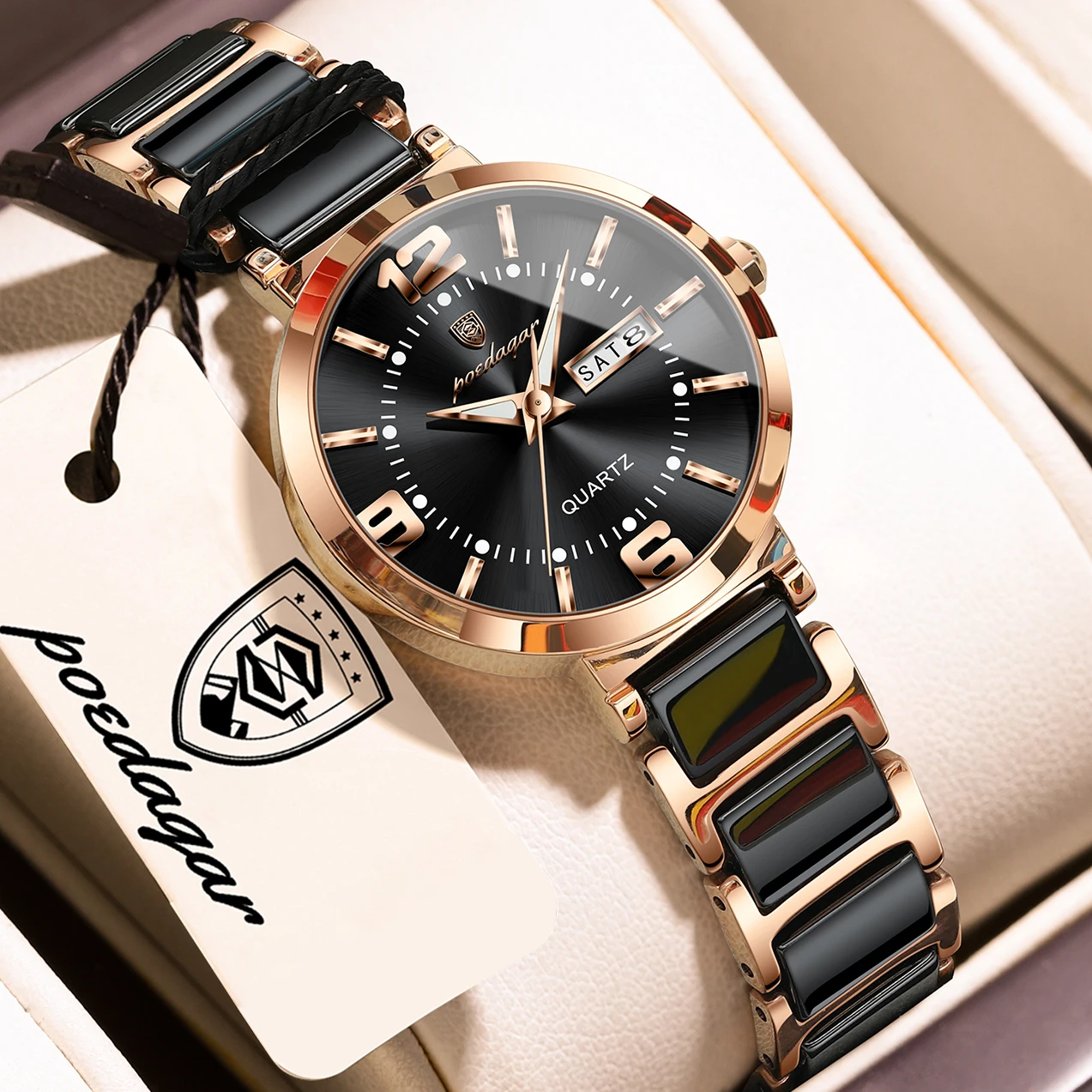 POEDAGAR Top Fashion Watches For Woman Waterproof Stainless Steel Quartz Luxury Ladies Watch Week Date Elegant Women Clock Reloj