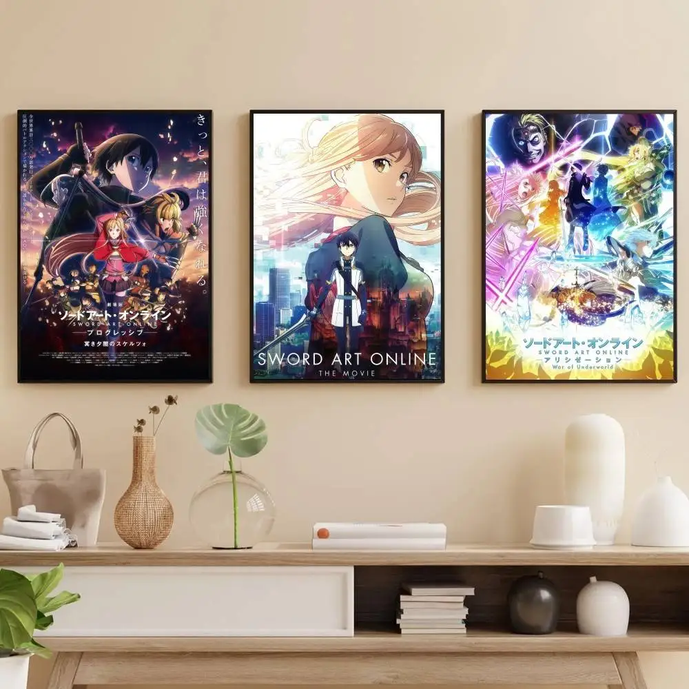 

S-Sword Art O-Online Poster Self-adhesive Art Waterproof Paper Sticker Coffee House Bar Room