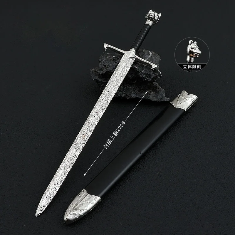 22cm Icewolf Sword Film Peripheral Medieval Weapons Model All Metal Uncut Blade Katana with Sheath Crafts Gifts Ornaments