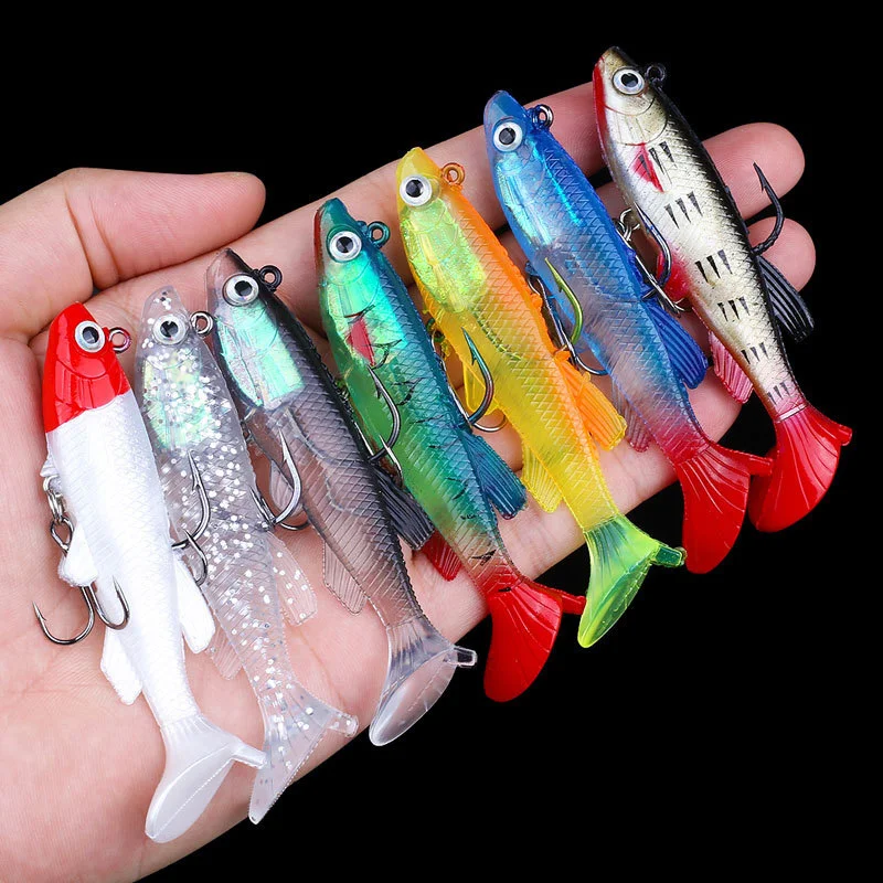 1PCS 8cm 12-14g Lead Head Soft Bait Sinking Wobblers Fish Lure Artificial Silicone Fish Bait Fishing Tackle  For Pike Swimbait