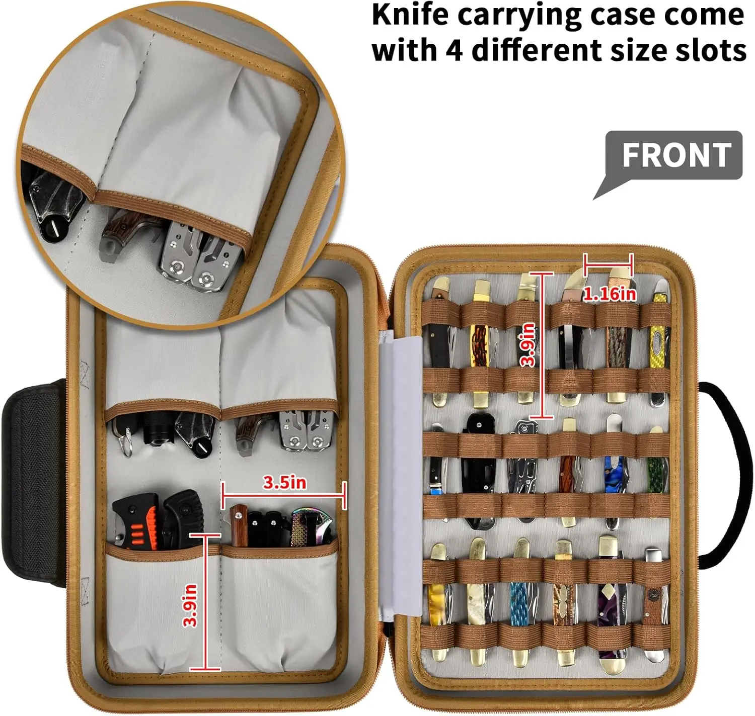 Knife Display Case for 56+ Pocket Knives, Collection Storage & Display Holder for Folding, EDC, Tactical, Survival Knives, Porta