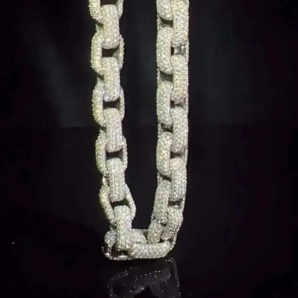 2024 New Design Customized 925 Silver o Link Chain Hip Hop Vvs Moissanite Diamond Iced Cuban Link Chains