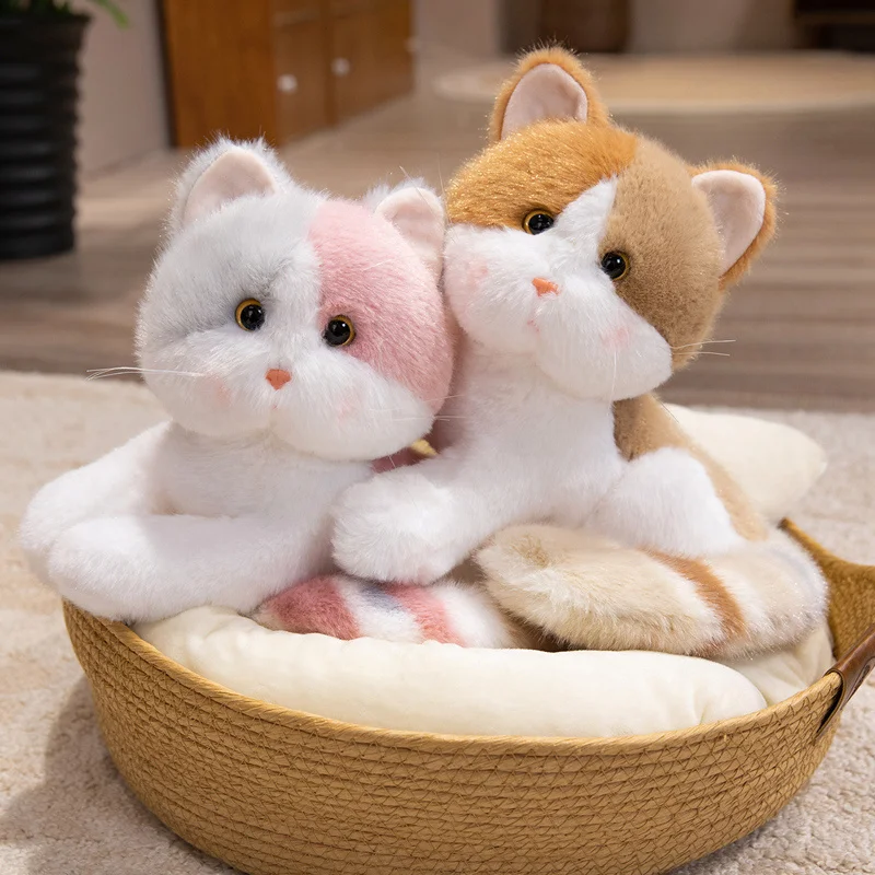 20/30/40cm Kawaii Imitation Cat Plush Toys Dolls Funny Cartoon Giant Cat Stuffed Dolls Real Lift Animals Plushie Toys