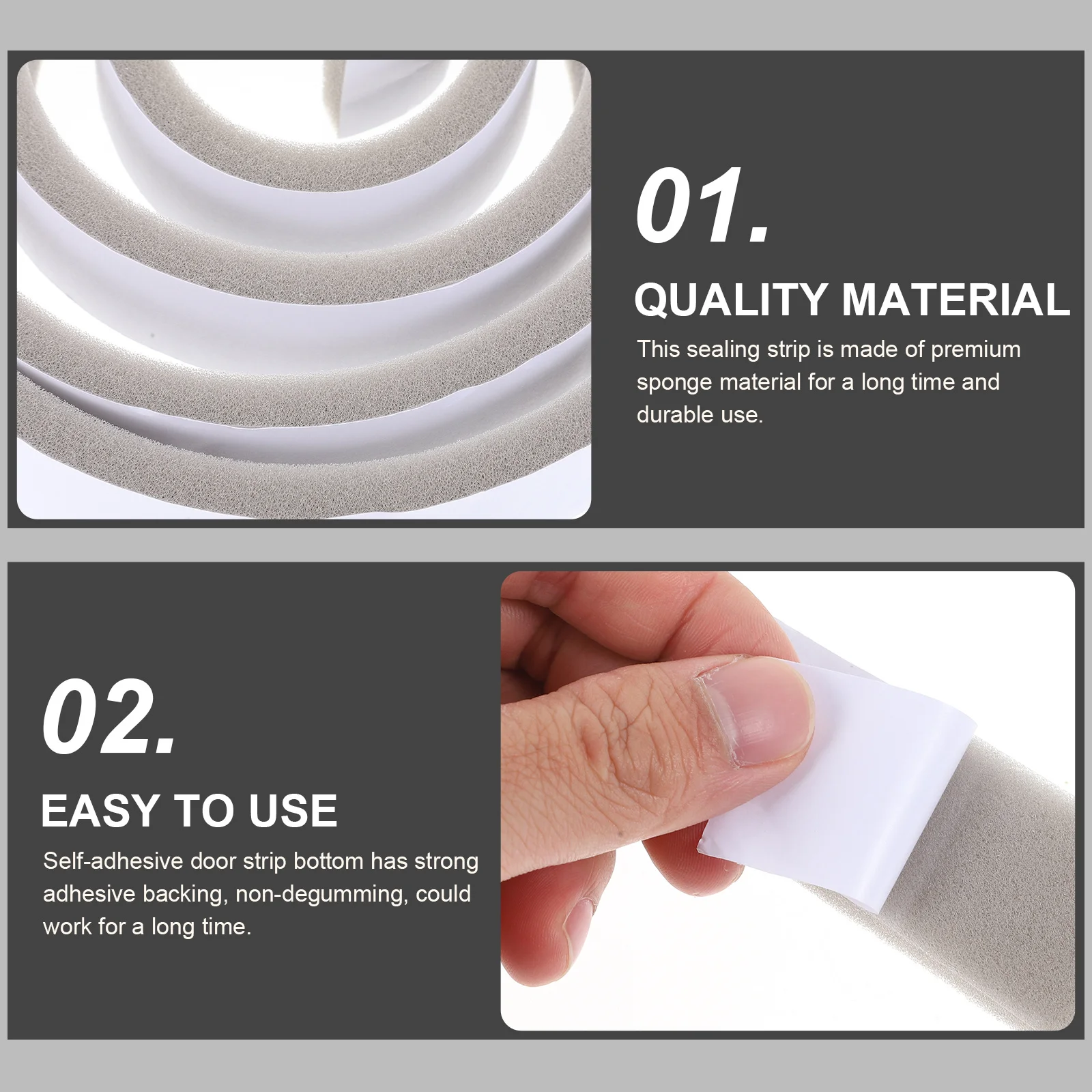 

1 Roll Home Door Frame Sealing Strip Self-Adhesive Thick Sound Insulation Tape Windproof Waterproof Door Window Sponge Seal