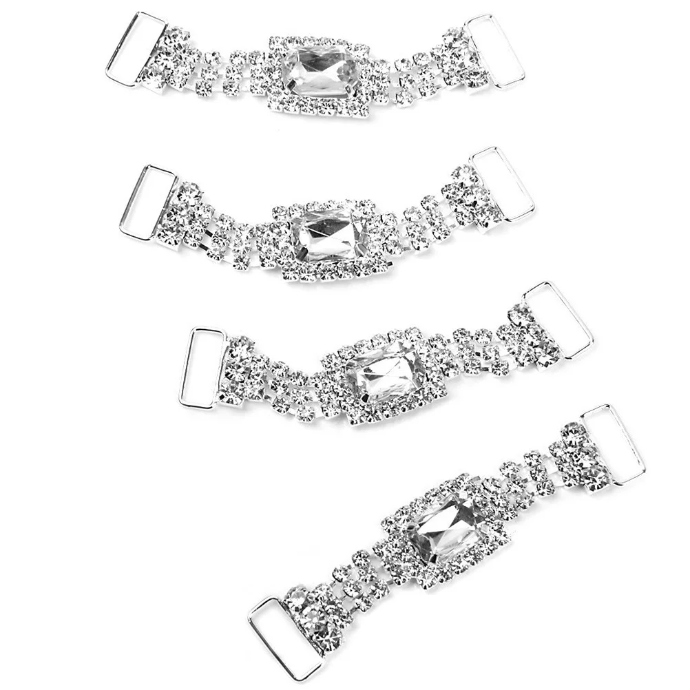 

4Pcs Wedding Decoration Chain White Alloy Rhinestone Napkin Rings for Banquet Dinner Bridal Shower Party Table Decor Napkin