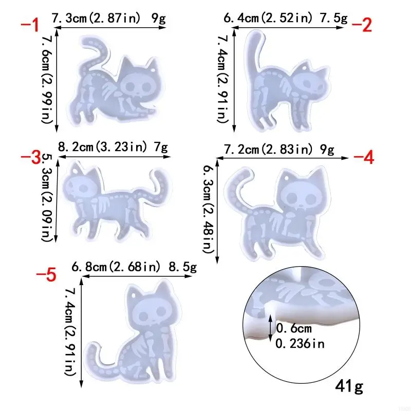 U90E 1Pc/5Pcs DIY Five Syles Kitten Keychain Silicone Epoxy Molds DIY Ornaments Pendant Crafting Mould for Valentine Gift