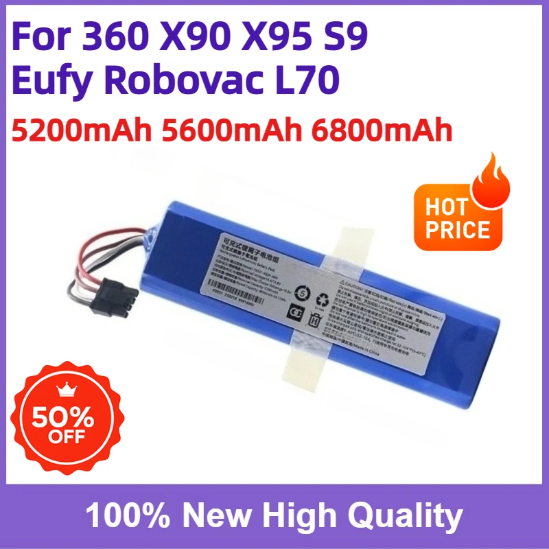 Rechargeable Li-ion Battery Pack For 360 X90 X95 S9 Eufy Robovac L70 Robot Vacuum Cleaner 5200mAh 5600mAh 6800mAh