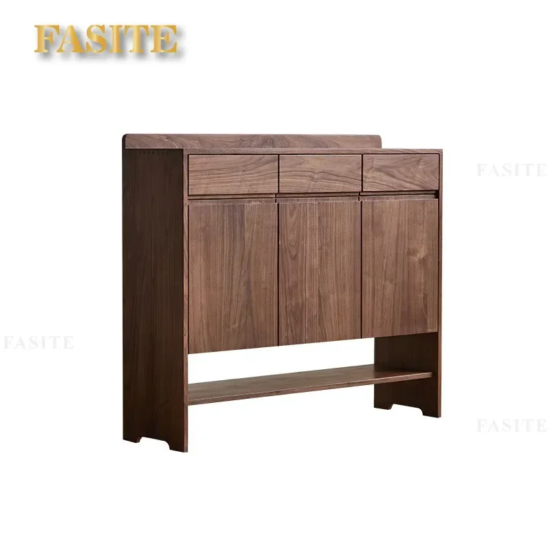For North American Black Walnut Solid Wood Shoe Cabinet Large Capacity Modern Simple Multi Layer Entrance Storage for Living