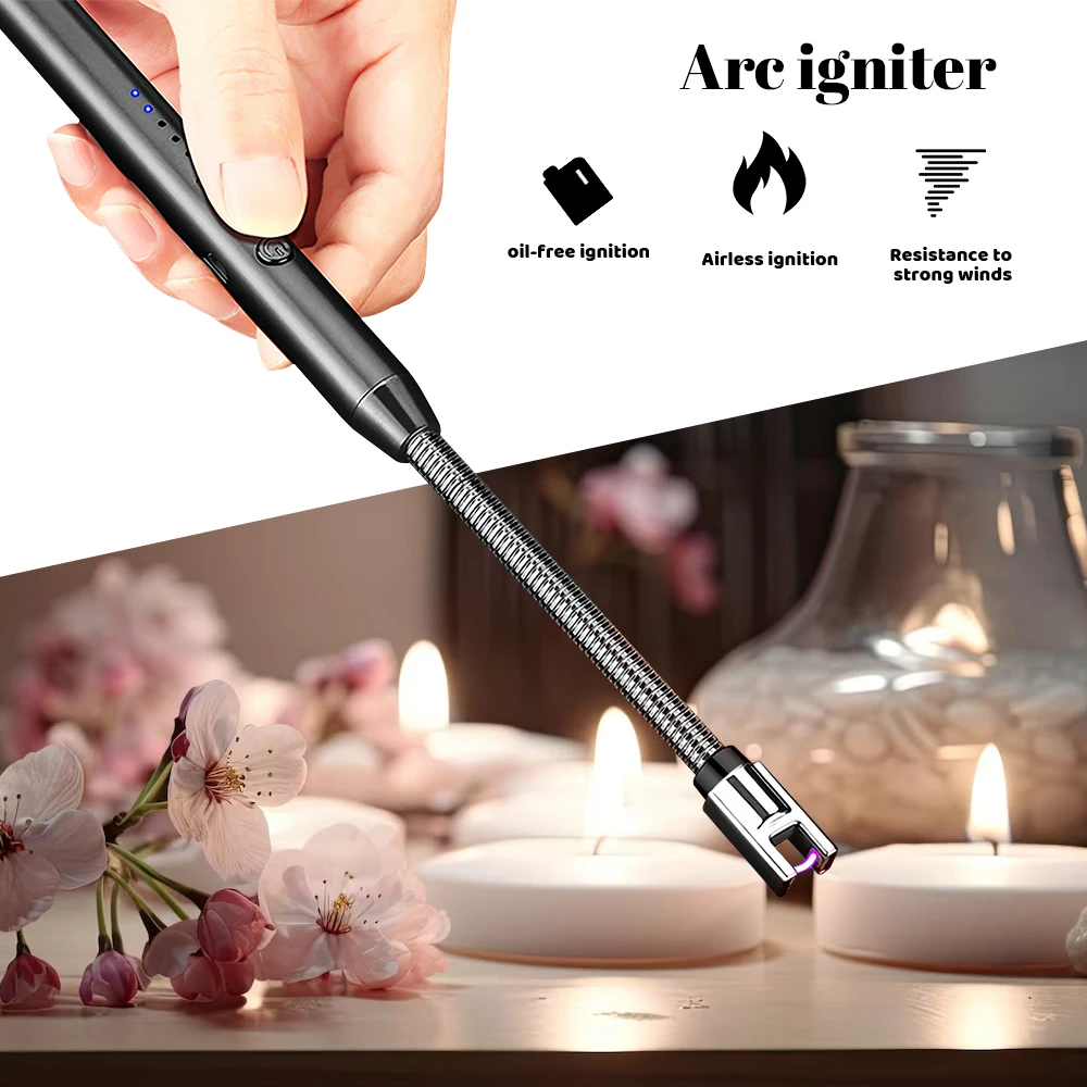 1/2/5pcs Windproof Kitchen Electric USB Lighter Candle BBQ Gas Stove Ignition Gun Camping Rechargeable Arc Flameless Lighter