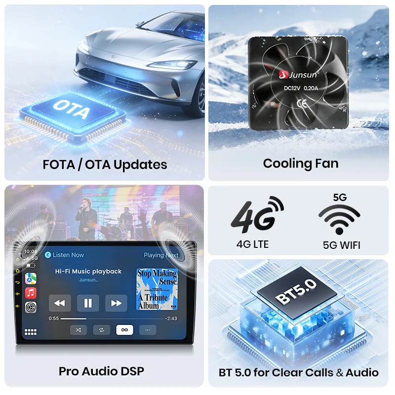 Radio para Auto Junsun para Audi A3 8P 2003 2004 2005 2006 - 2013, CarPlay, Android Auto, FM, RDS, DSP, BT, GPS, Navegador, SWC, Pantalla Táctil HD IPS, Reproductor Multimedia Plug & Play, Llamadas Manos Libres, Unidad Principal con Estilo Original del Auto 5
