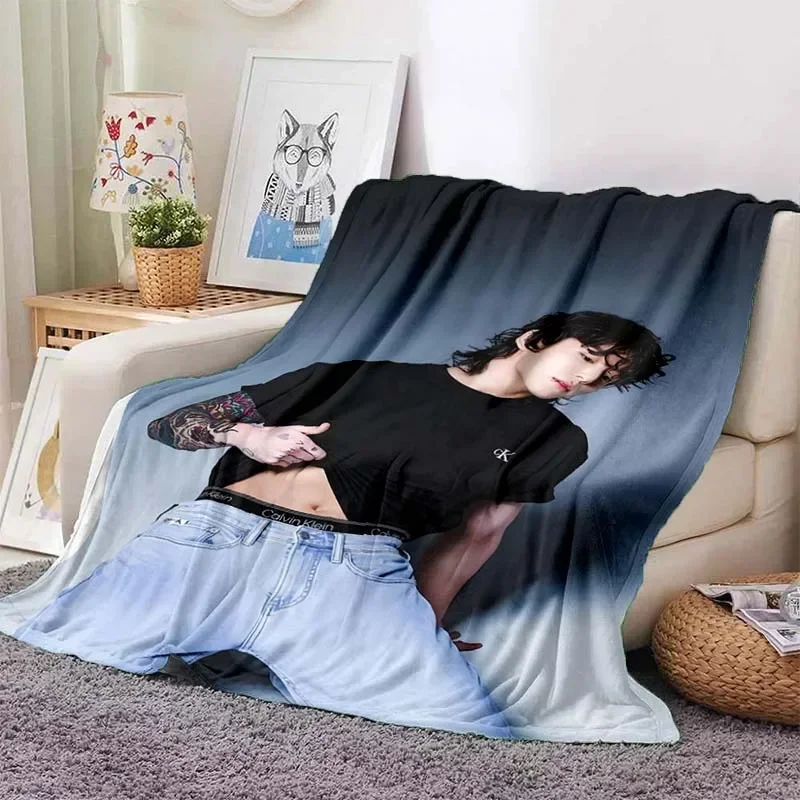 3DMale celebrity J-Jung Kook printed blanket living room sofa blanket bedroom decoration blanket flannel soft warmthcustomizable