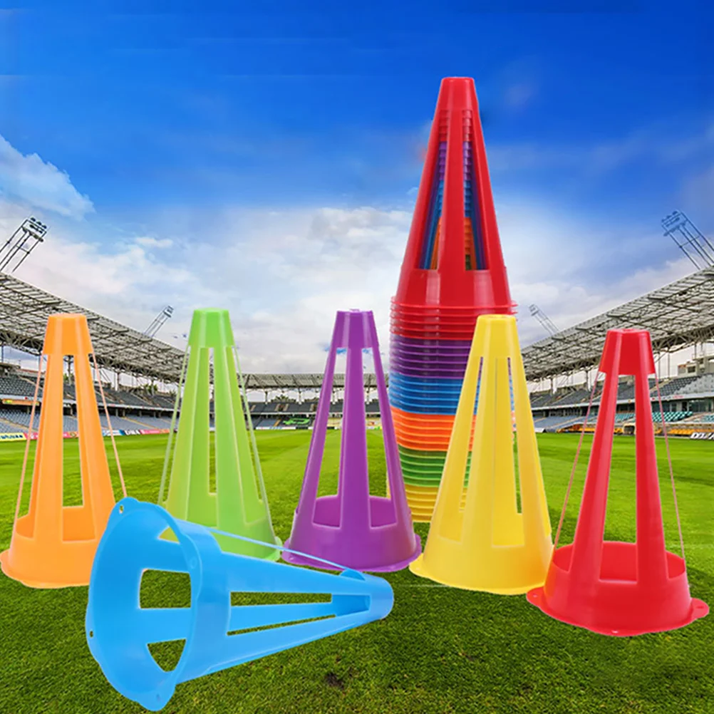 

6pcs Football Obstacle Sign Bucket Marker Cones Hollow Soccer Training Agility Tools Stable Base Premium Plastic Durable Use