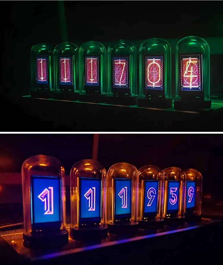 New Style IPS Creative Nixie Tube Clock Desk Decoration Smart Alarm Clock Digital LED Clock