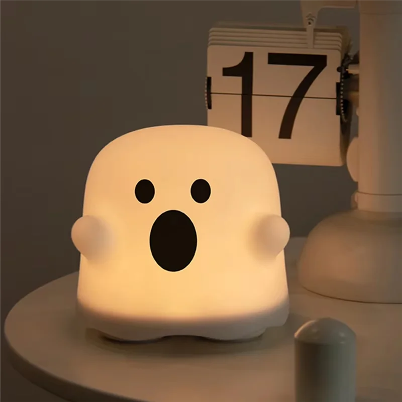 

A47U Cute Ghost LED Night Light Touch Sensor,Rechargeable Silicone Lamp Perfect Holiday Gift Forkids B