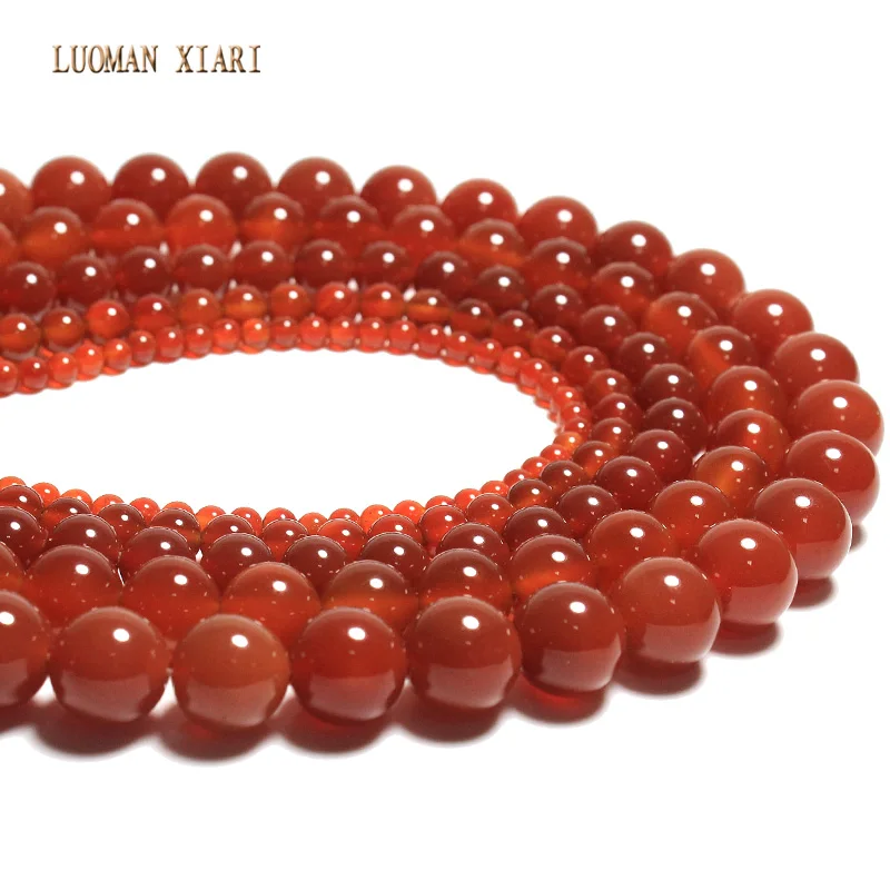 Natural Stone Beads 5A Red Agate Loose Round Spacer Bead For Jewelry Making DIY Bracelet Necklace Beadwork 2/3/4/6/8/10/12mm