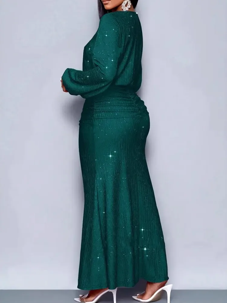 L-5XL حجم كبير الملابس الدانتيل فساتين السهرة النساء الملابس الجلباب كم طويل نمط الشارع عادية كبيرة الحجم المتضخم فستان ماكسي