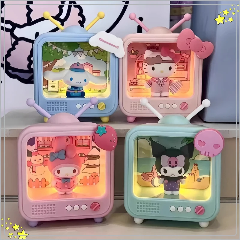 

Cute TV Night Light Shaped Blind Box Series Cartoon Hello Kitty Kuromi Luminous Blind Box Toy Desktop Collection Ornament Gift