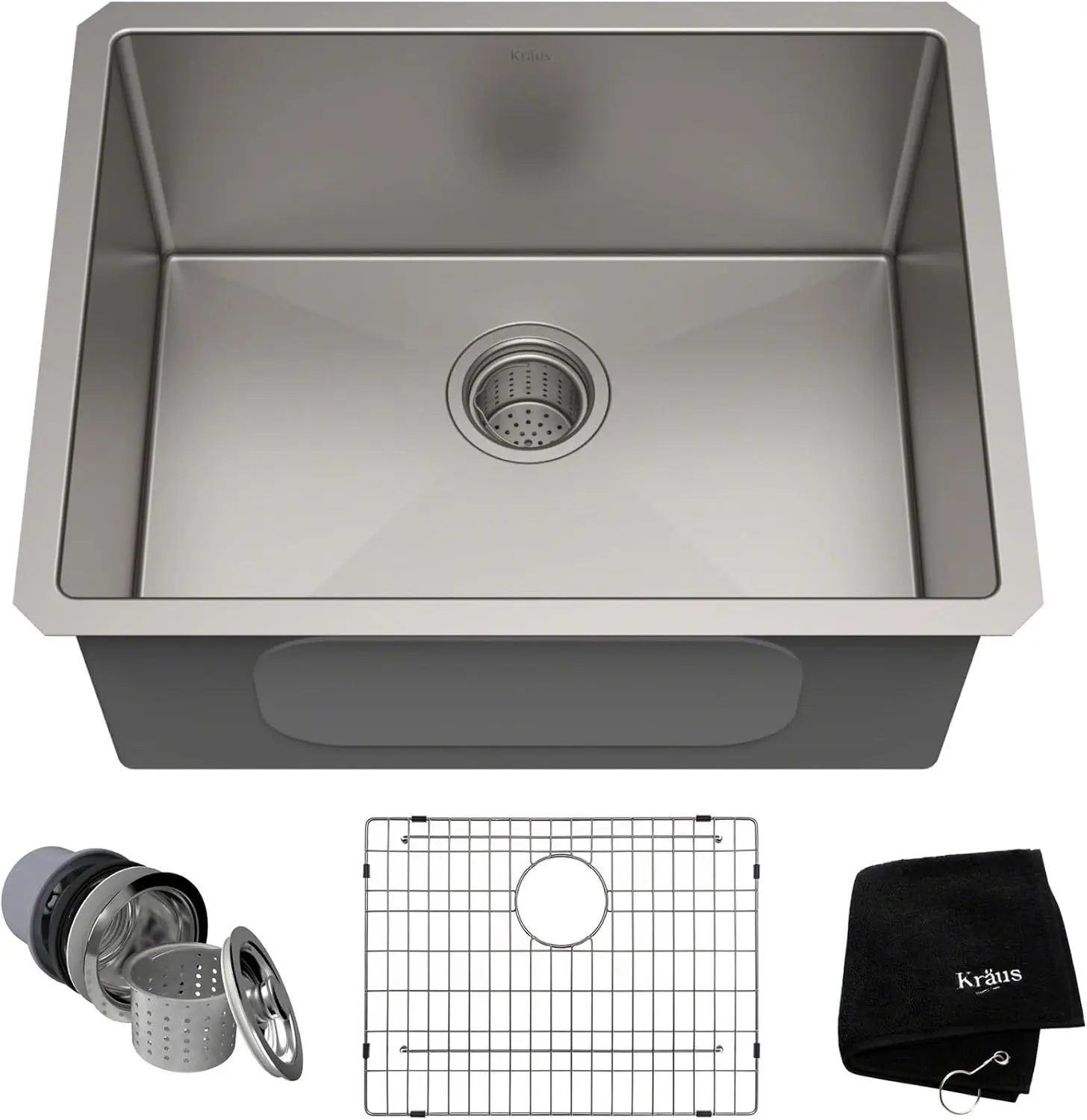 

KRAUS Standard PRO 23-Inch 16 Gauge Undermount Single Bowl Stainless Steel Kitchen Sink, KHU101-23