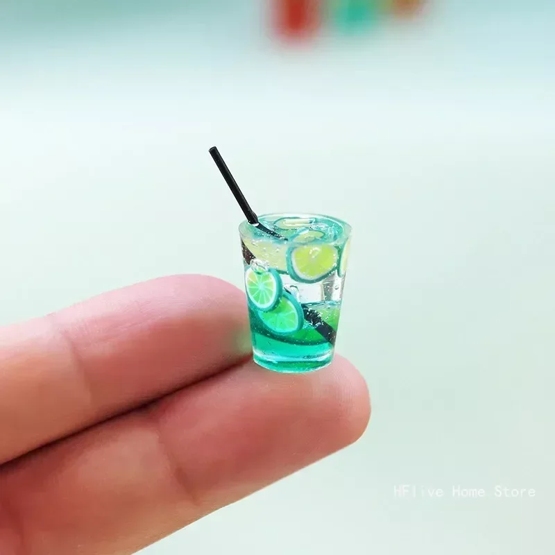 Miniature Lemon Tea Cups Toy, 1:12 Dollhouse, Ice Tea, Water Juice Cup, Drinks Model, Mini Decoration, Doll Accessories