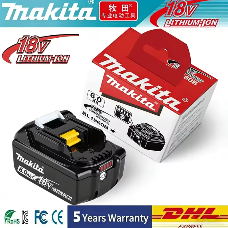 

Оригинальный аккумулятор Makita 18В 6Ач, совместимый с BL1840, BL1830B, BL1850B, BL1860, BL1815, сменный литиевый аккумулятор