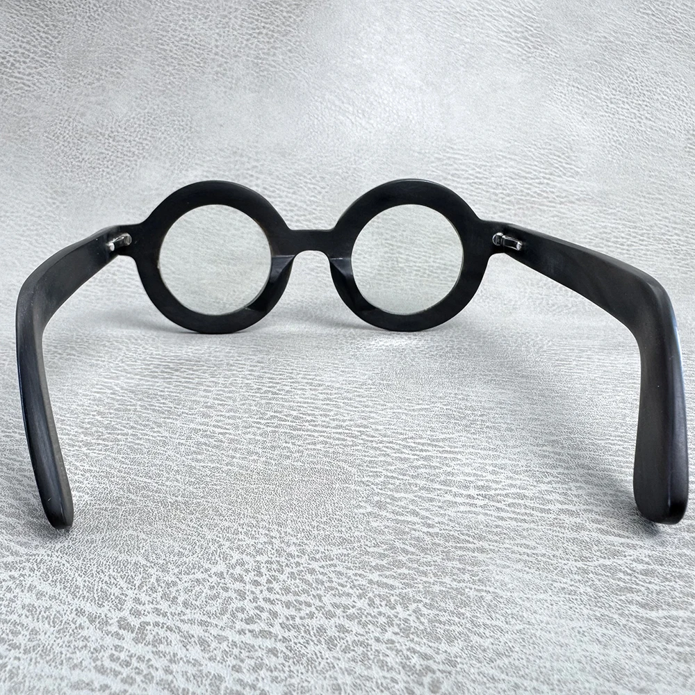 Man Glasses Frames Big Face Unique Vintage Round Eyeglasses Handmade Original Buffalo Horn Reading Prescription Eyeglass Frames - view 4