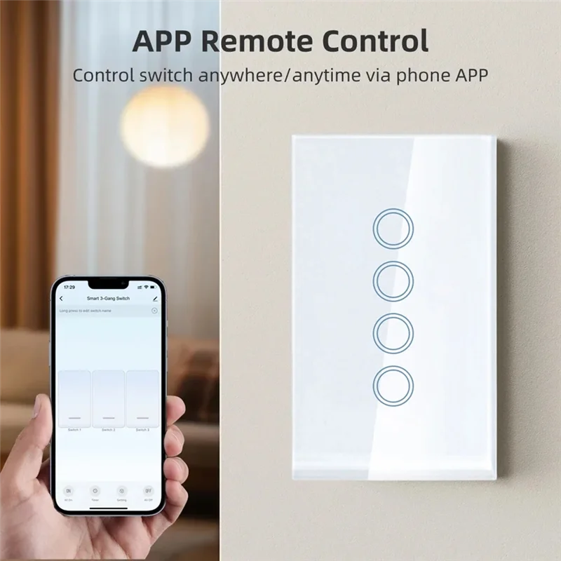 

AT21-Smart Life Wifi Light Switch 2500W 2 Gang Touch Switch With Neutral Wire Controlled Via Alexa Google Home B