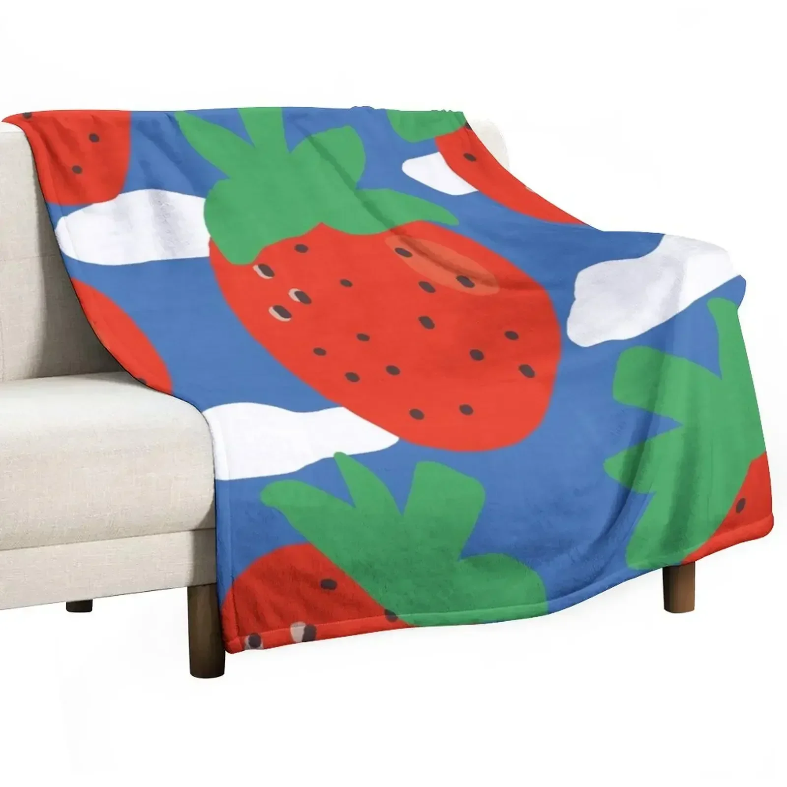 

Cheerful Strawberry Pattern Throw Blanket Flannel Camping for sofa Blankets