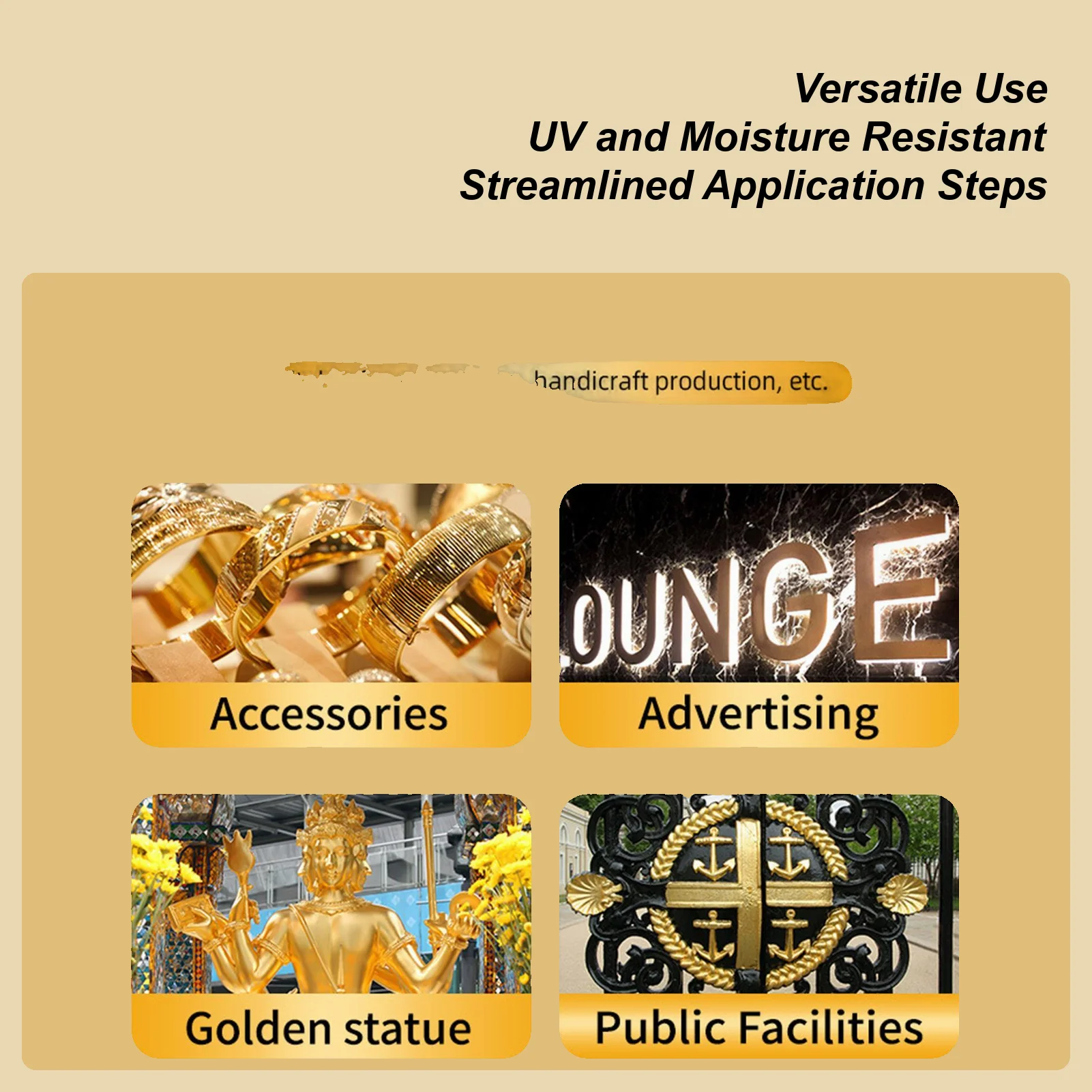 

Gold Craft Paint 300g Water-Based Liquid Watercolor Liquid Gold Paint For Window Iron Railing Furniture Hardware Craft Wood