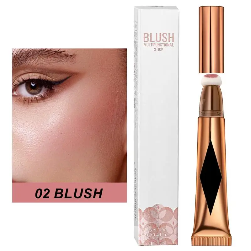 Liquid Blush Stick With Cushion  Face Blusher Pigment Lasting Cheek Tint Cream Soft Cream Liquid Blush Liquid Contour Stick