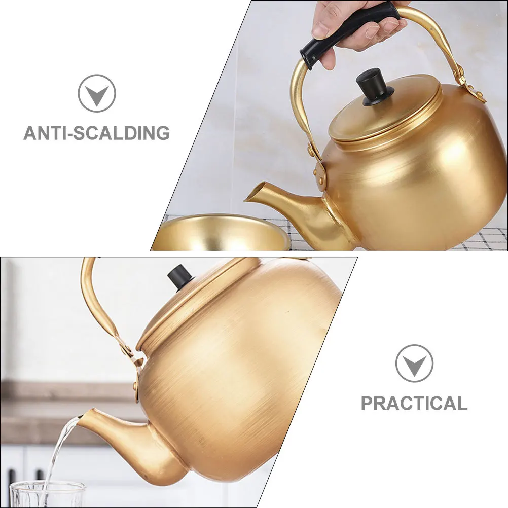 

Aluminum Tea Kettle Heavy Duty Stovetop Water Boiler for Gas Open Flame Efficient Boiling Pot Anti Scald Handle Design Reusable