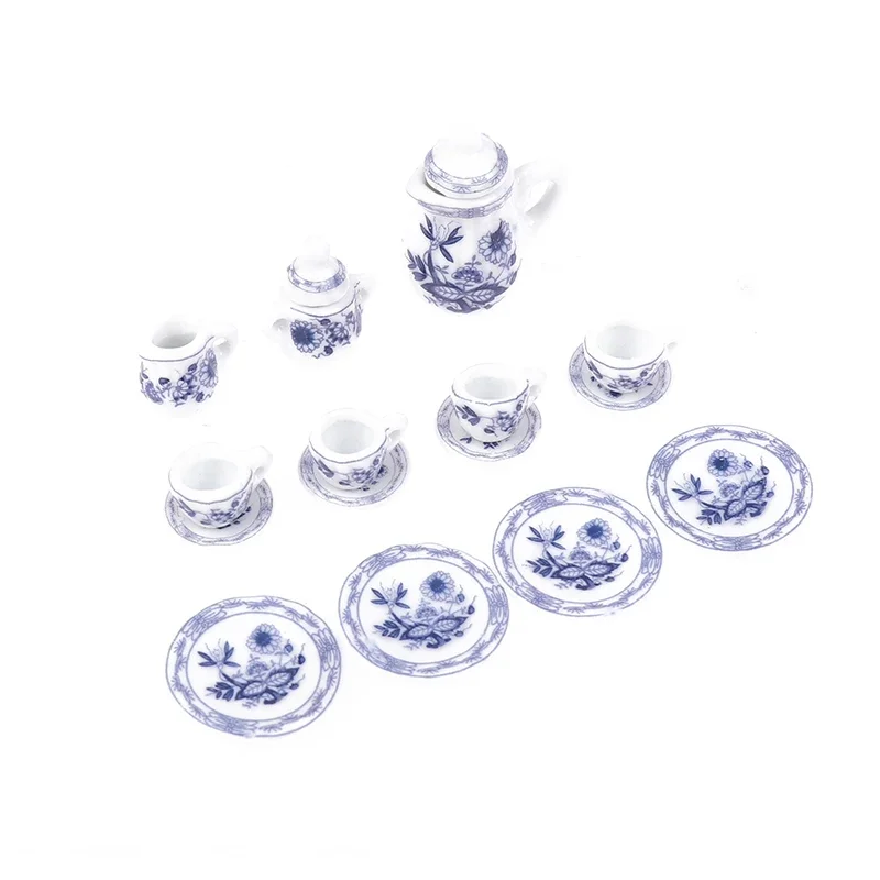 1 Set 1:12 Casa delle bambole in miniatura Porcellana Tazza da tè in ceramica Set Stoviglie Cucina Casa delle bambole Teiera Giocattoli fai da te