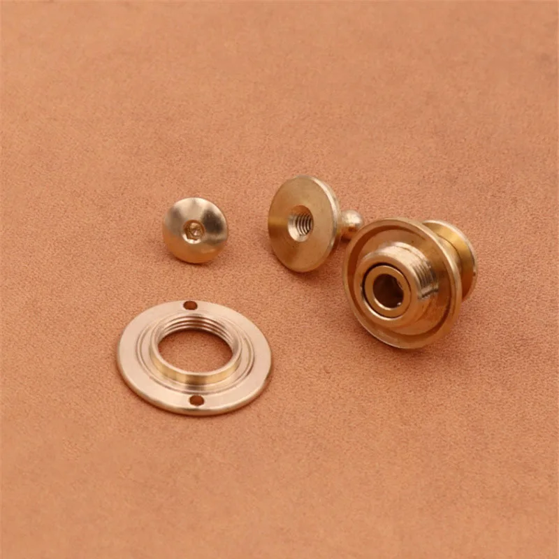 1 piece 100% Brass Bag Lock Spring Buckle Case Metal Insert Lock Round Head Decorate DIY Accessories Leather Craft Hardware