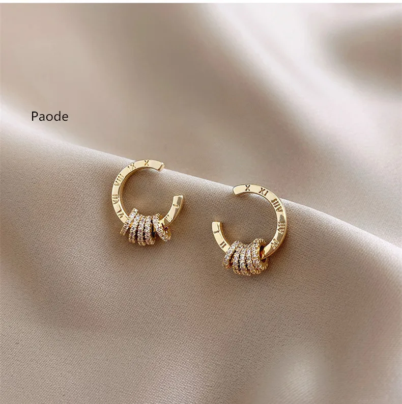 lingzhiwu-Golden Stud Earrings for Women, Ear Decoration, Brief Female Earrings, Top Quality, Fashion, New Arrival