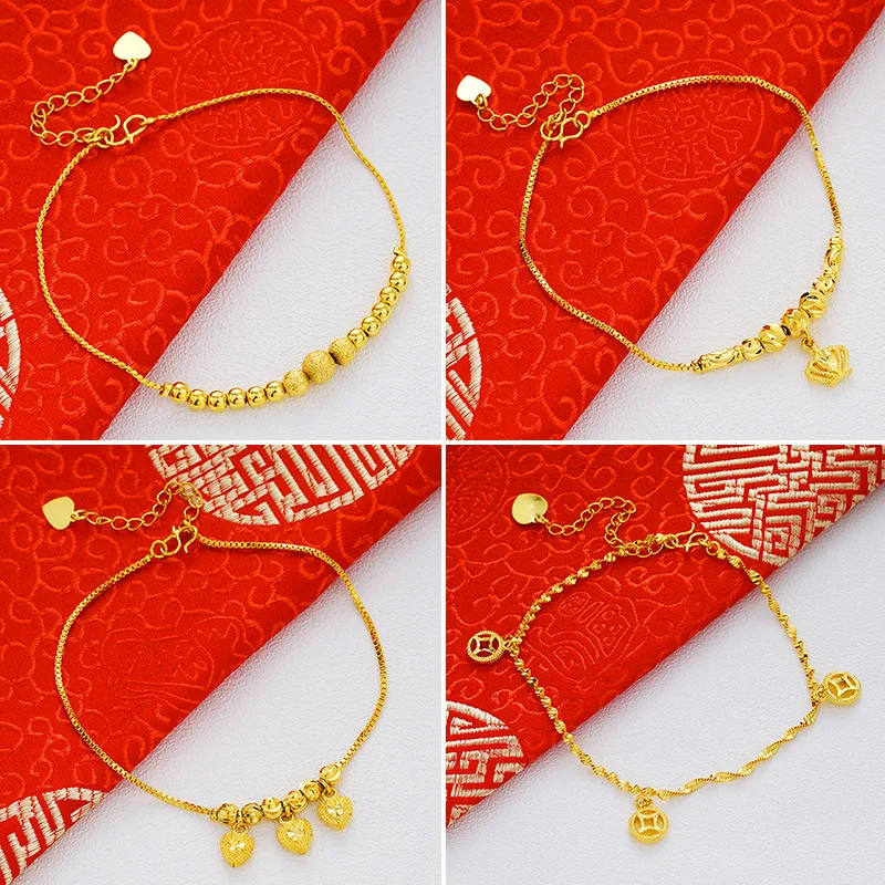 

Bell Double-Layer Fortune Bead Anklet Women's 24K Gold AU999 - Gold anklet with tiny bells, crisp sound with steps for eye-catch