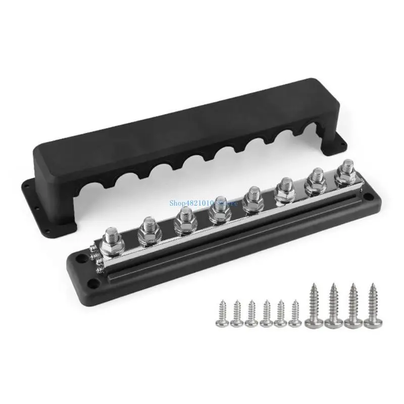 

T3LF 8 Post Power Distribution Block Bus Bar with Cover 600A Marine Bus Bar, Battery Terminals Distribution Block (3/8”)