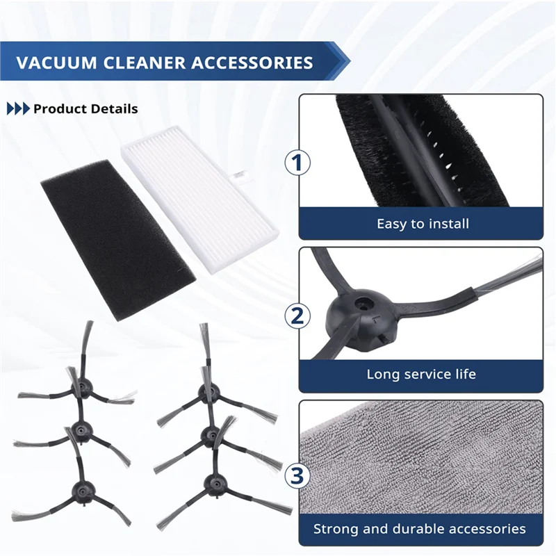 M04K فرشاة رئيسية أكياس الغبار ممسحة القماش الجانب فرشاة فلتر Hepa أجزاء لشاومي VIOMI S9 جهاز آلي لتنظيف الأتربة الملحقات #4