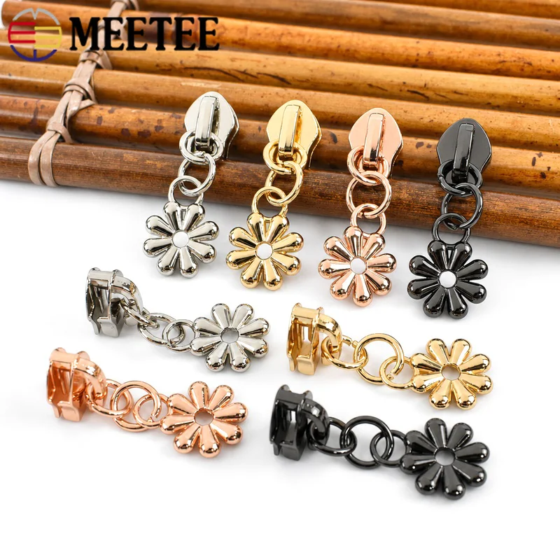 10-30Pcs No5 Nylon Zippper Sliders Decorative Pull Head for Bag Clothes Flower Zippers Puller Home Textile Zip Repair DIY Sewing