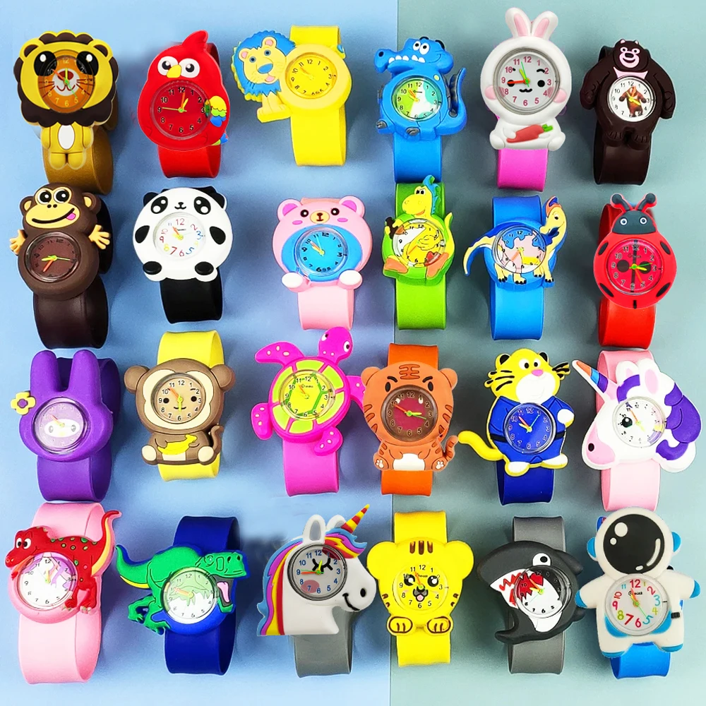 Cartoons Children Watches Suitable for Boys Girls Baby Best Birthday Gift Silicone Slap Watch Kids Learn Time Clock Toy