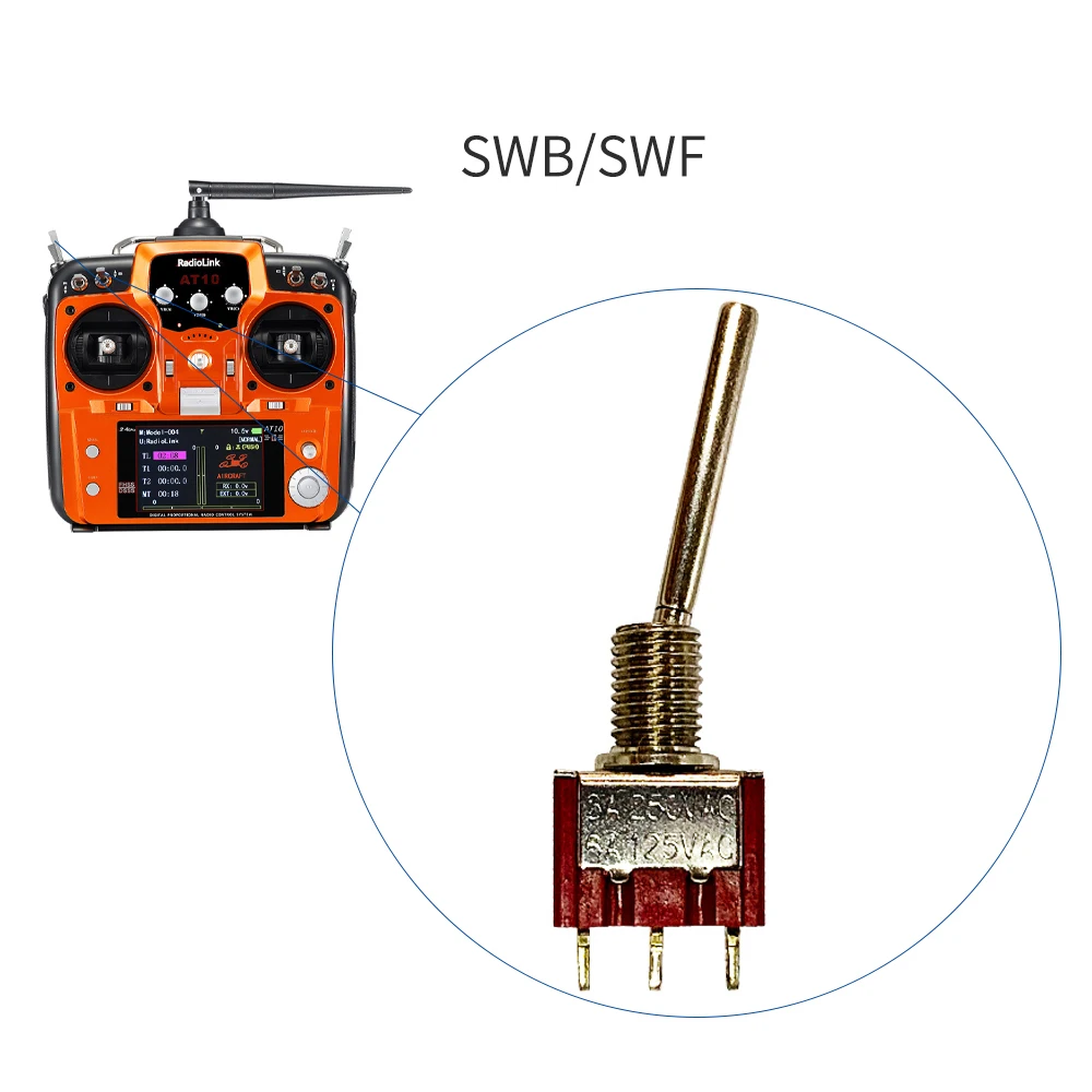 Radiolink Two-way-position 2 Gear Long Switch for AT9/AT9S/AT10/AT10II SWB or SWF Accessories Replacement Parts