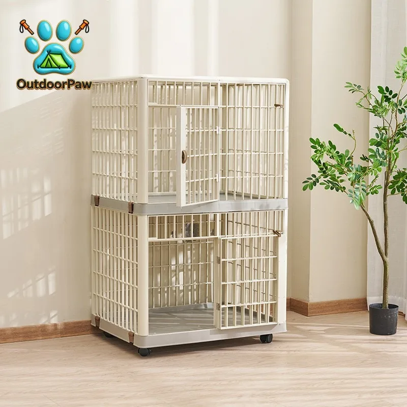 Stackable 2 Layer Dog Kennel Plastic Pet Cage Pet Furniture